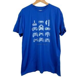 Bustedtees Control Freak Video Controllers Blue Tee Size‎ XL